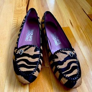 Salvatore Ferragamo Tiger Print Driving Loafer